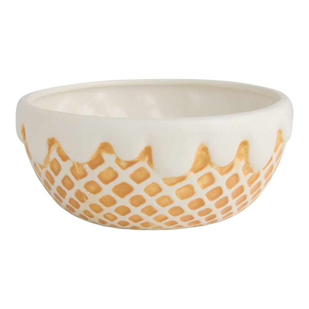 Cost Plus World Market Waffle Cone Hand Painted Figural Serving Bowl, NWT